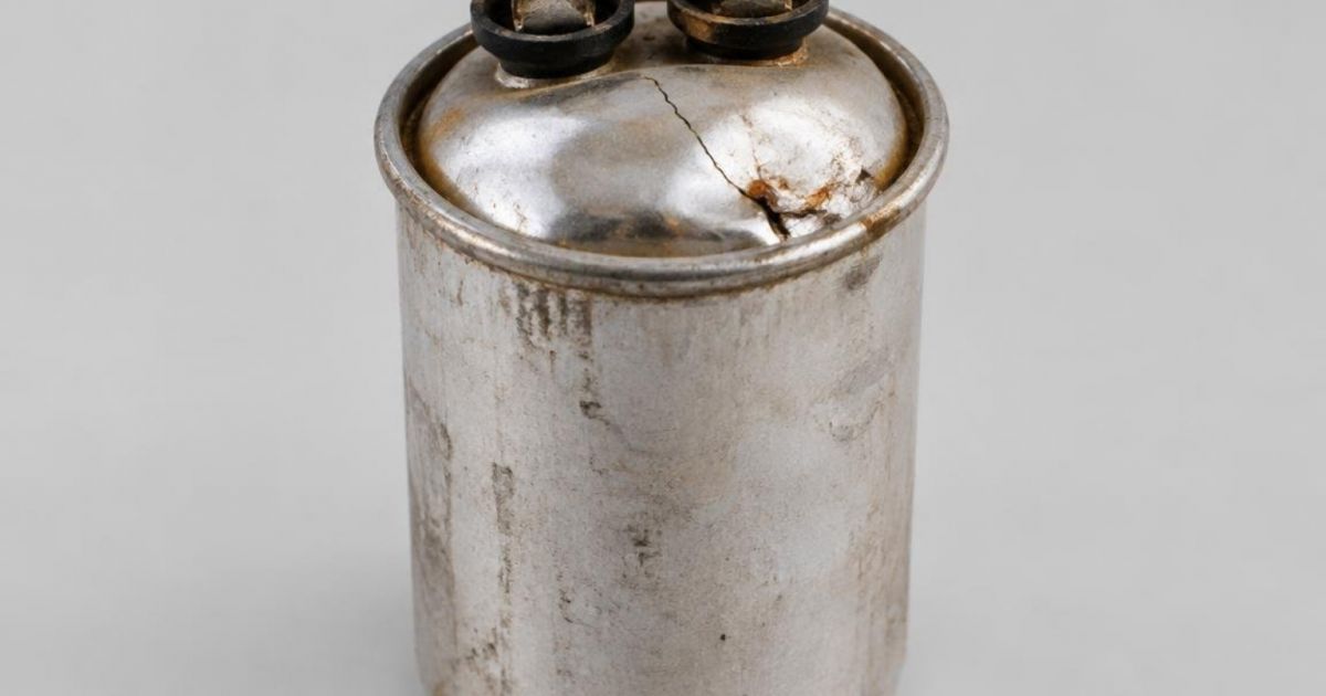 Swollen bulging AC capacitor top with physical wear